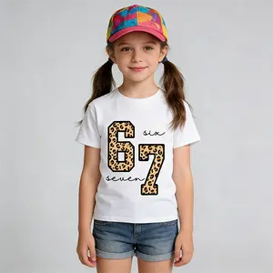 Kids Casual 67 Number Graphic Tee Soft Short Sleeve T-Shirt Fashion Crew Neck Tops for Boys Girls Summer Daily Streetwear Outfits