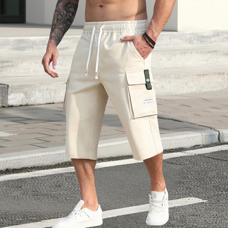 Men's Tooling Shorts - Loose Version, Casual Cropped Pants with Multiple Utility Pockets - Non-Stretch Fabric for Daily, Office, Outdoor Activities - Casual Dress - Easy Care Design, Sturdy Structure, Functional Pockets, Perfect for Everyday Wear