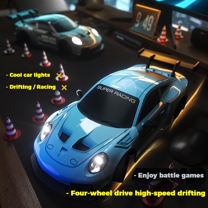 RC Drift Car 2.4GHz 4WD Speed Adjustment LED Lights Extra Tires Obstacle Accessories Kids Racing Gift