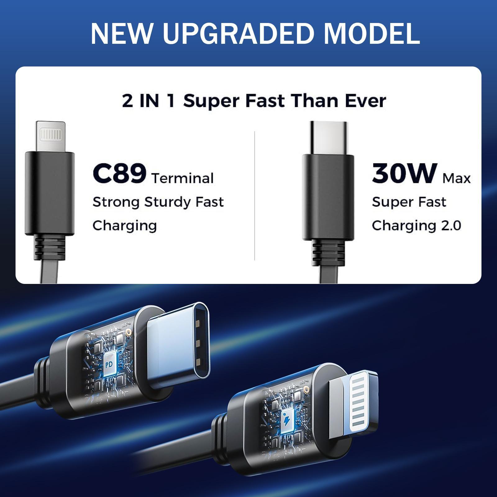 4 in 1 Retractable Car Charger: High-Speed USB C Adapter [Up to 60W] with Lightning Cable and Dual Charging Ports for iPhone 15/14/13 Pro Max , iPad, AirPods, Samsung Galaxy S23/S22/S10