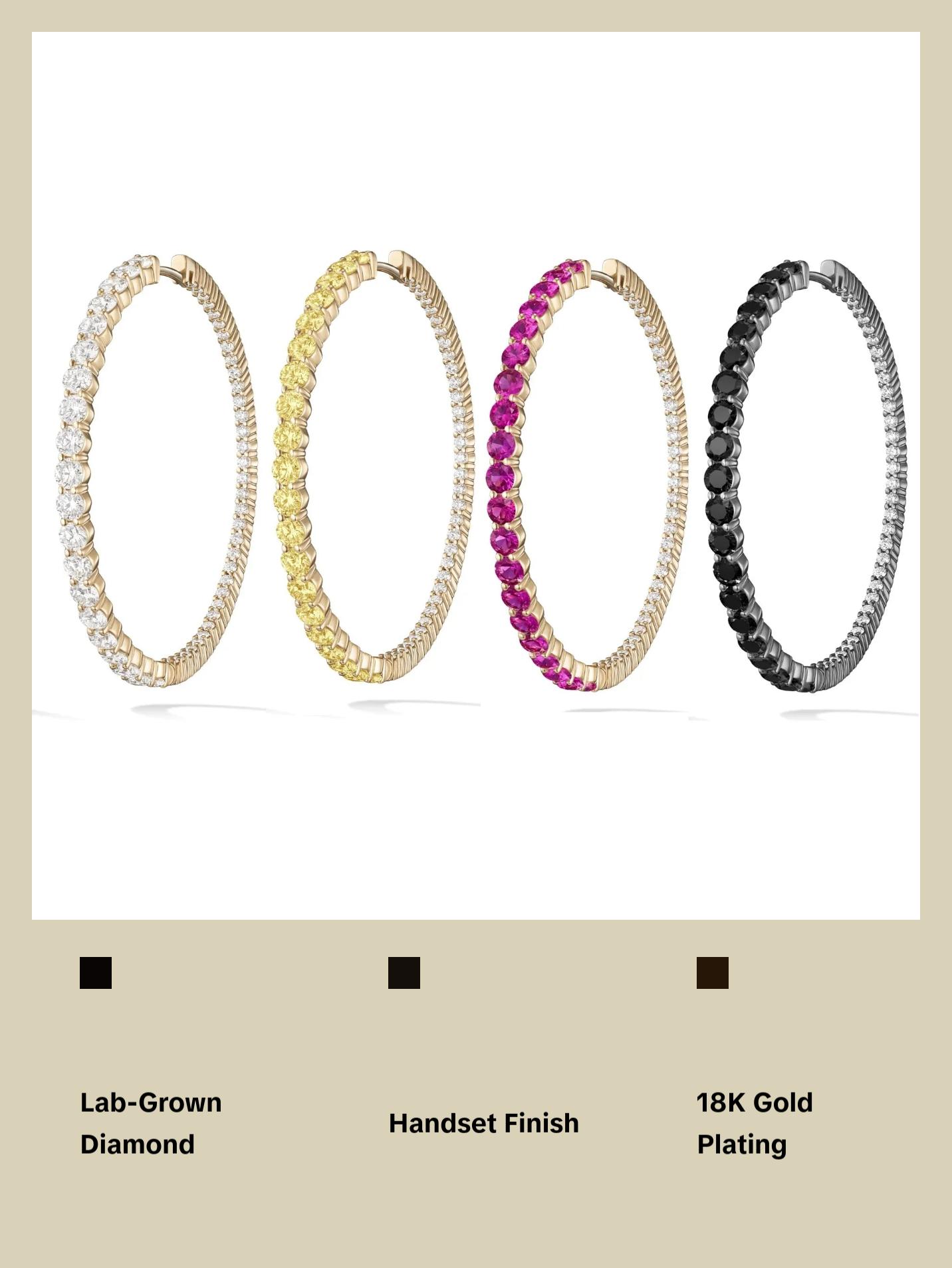 18K Gold Diamond Hoop Earrings