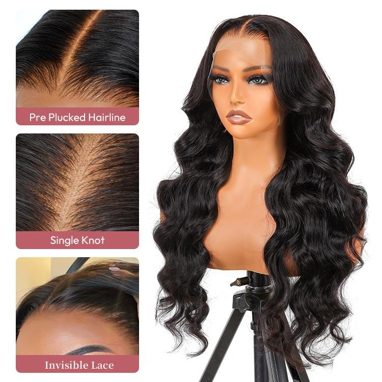 [Free Upgrade] West Kiss 250% Density Body Wave 13x6 Lace Front Wig Human Hair Pre Plucked with Natural Hairline Pre Bleached Human Hair Wig