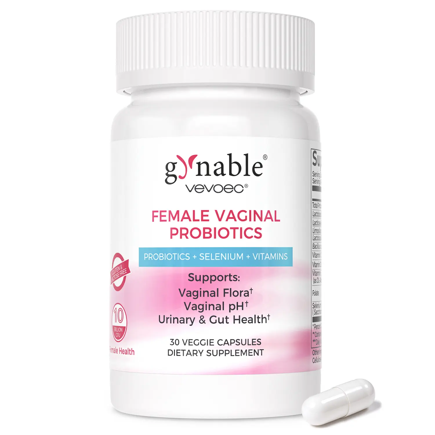 Gynable Women's Probiotics Supplement for HPV,BV,Yeast,pH Balance,Odor Control,Flora Health,Bloating, Urinary & Gut Health, 10 Billion CFU Probiotic with 10-in-1 Lactobacillus Blend,VitaminC,D,E,Folate,Selenium probiotics for women #tiktokshopbacktoschool