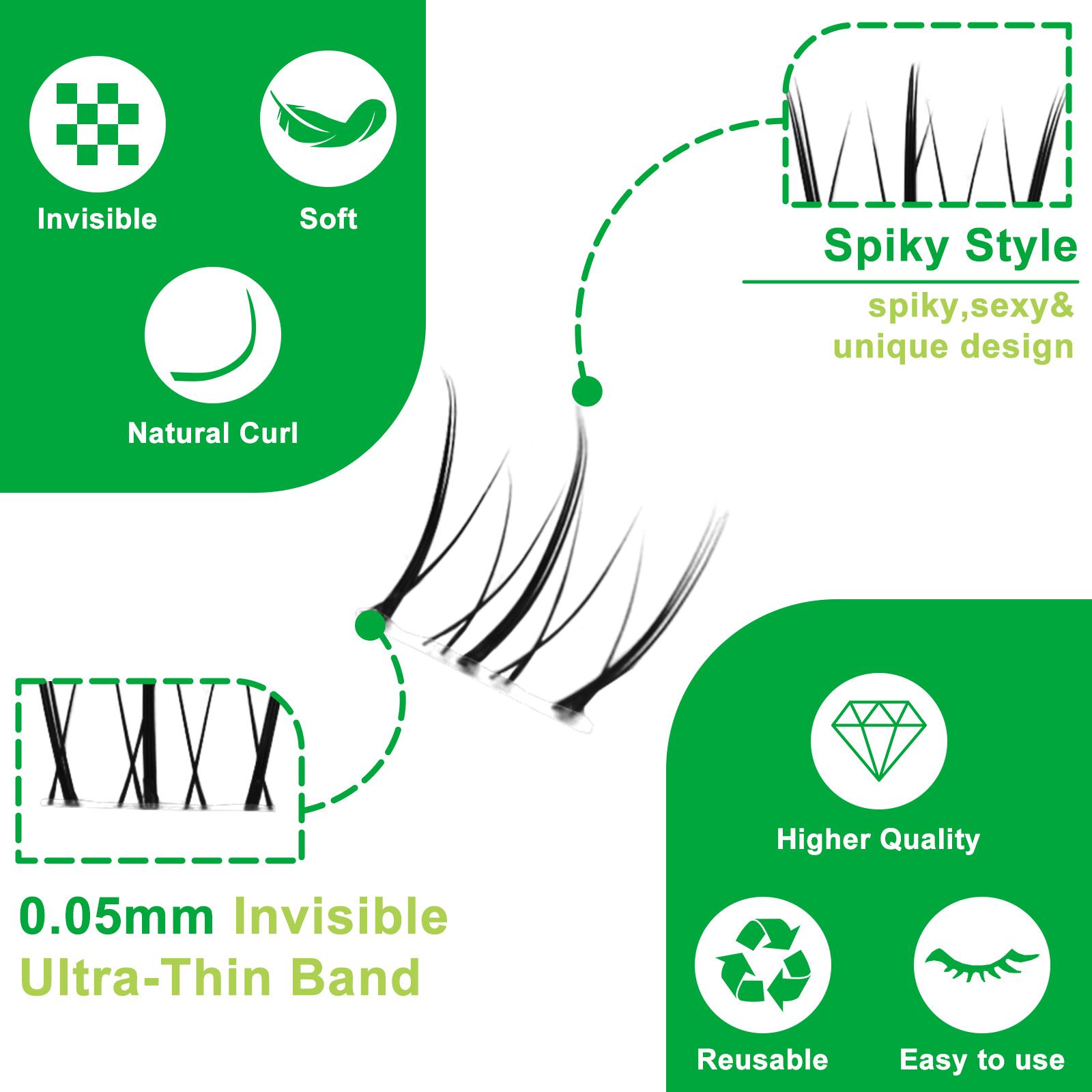 Fowendia Lashes Fox Cat Foxeyelash Eye | Waterproof Lash Clusters Kit C/D Curl DIY Extension Kit and Lash Clusters 8-18mm with Bond, Seal, Remover | Super Fine Invisible Band Lashes, Glue-Free Cat Eyelashes Lower Extensions dealsforyoudays