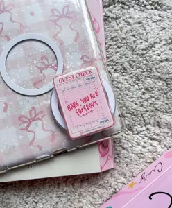 Aesthetic Self Love Phone Grip - Babe You Are Gorgeous Guest Check Phone Holder - Pink Coquette Accessory for iPhone and Android - Cute Positive Quote Phone Stand - Trendy Girly Gift Decor