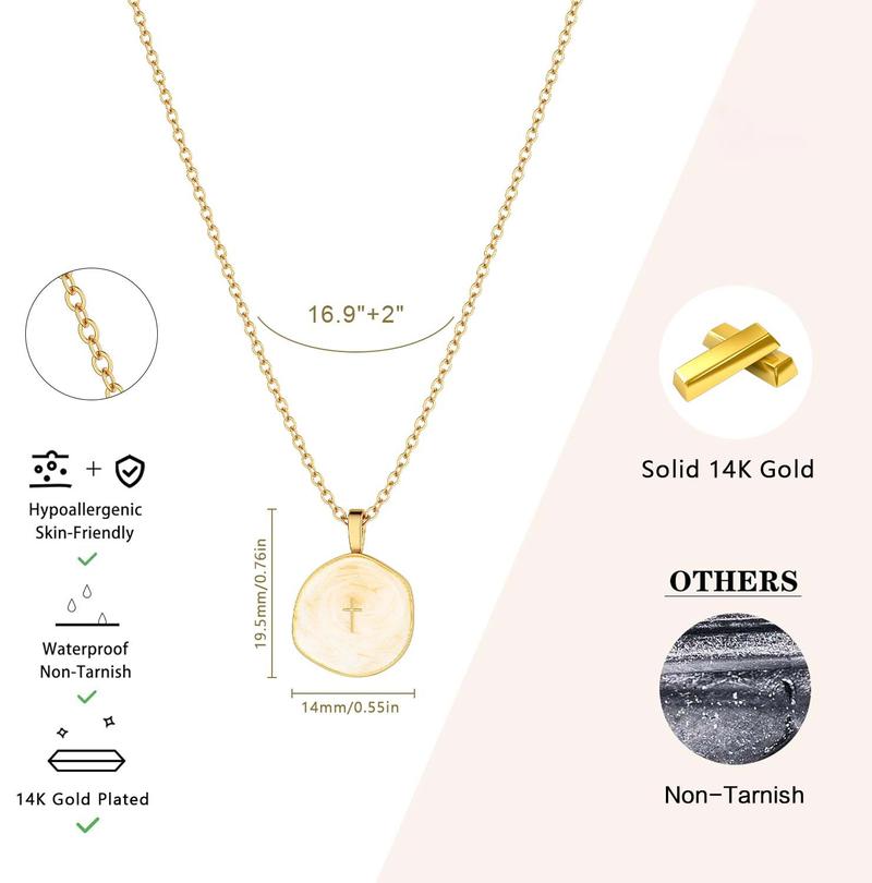 Tewiky 14K Gold Plated Cross Necklace for Women - Dainty Simple Gold Plated Cross Pendant  Elegant & Hypoallergenic Brass Party Jewelry For Valentine's Day gifts