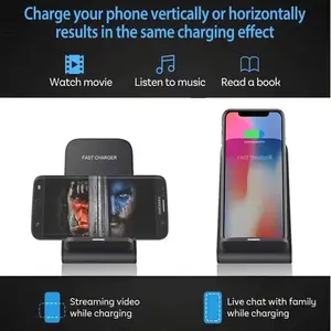 Wireless Charger Fast Charging Dock Station for Vertical & Horizontal Charging Streaming Video Live Chat with Family