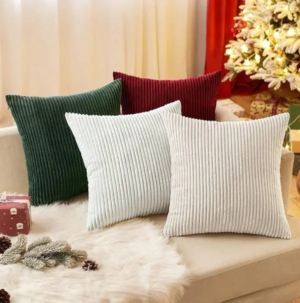 Solid Color Cushion Cover, Corduroy Striped Throw Pillow Case, Casual, Home Decor, Woven Fabric Cushion, Modern Pillow Cover