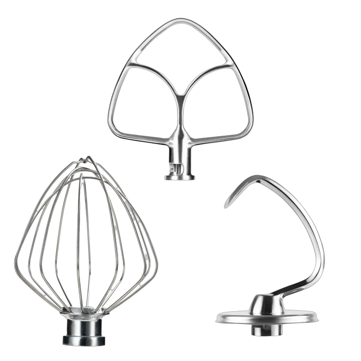 3PCS-for KitchenAid Stainless Stee without machine , Stainless Steel 3 Piece Kit for 4.5 and 5 Quart KitchenAid Tilt-Head Stand Mixers,Wire Whip, Dough Hook, Coated Flat Blade Paddle, Kitchen Tilt-Head Aid Stand Mixer Attachment.