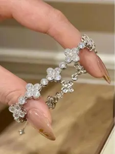 Women 1pc Flower Rhinestone Bracelet Jewellery
