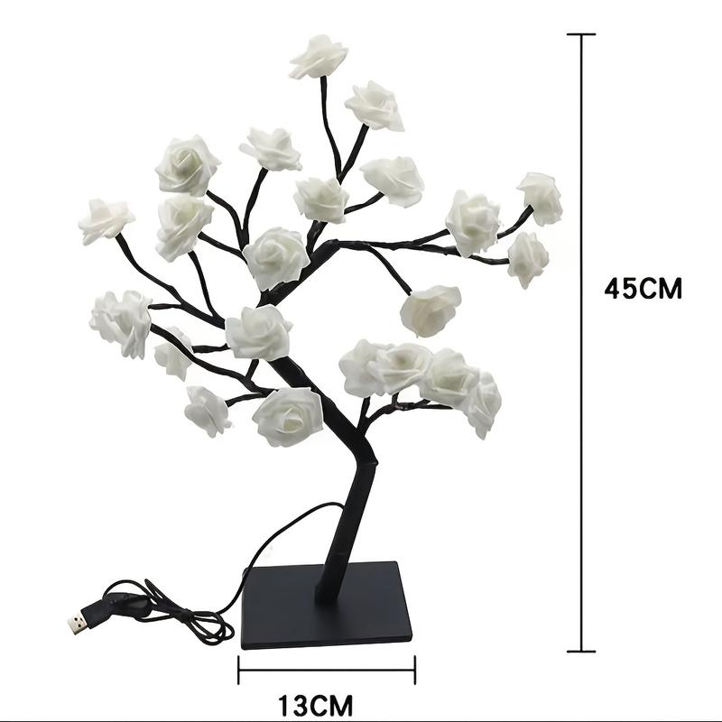 Rose-shaped tree night light, USB-powered, desktop lamp, bedroom lighting, holiday decorative lights, interior decor, Valentine's Day gift, home decor, decorative lamp