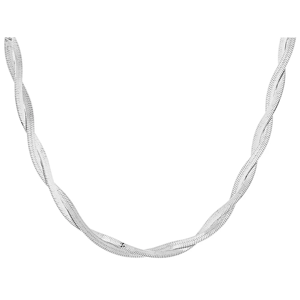 JTV Sterling Silver 2mm Braided Herringbone 20" Necklace