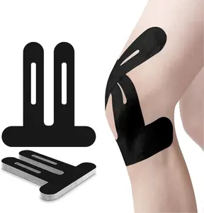 12 Pcs Precut Kinesiology Tape for Knees, Knee Support & Stability, Pain Relief Athletic Tape - Waterproof & Elastic, Breathable Hypoallergenic Latex-Free Tape (Black)