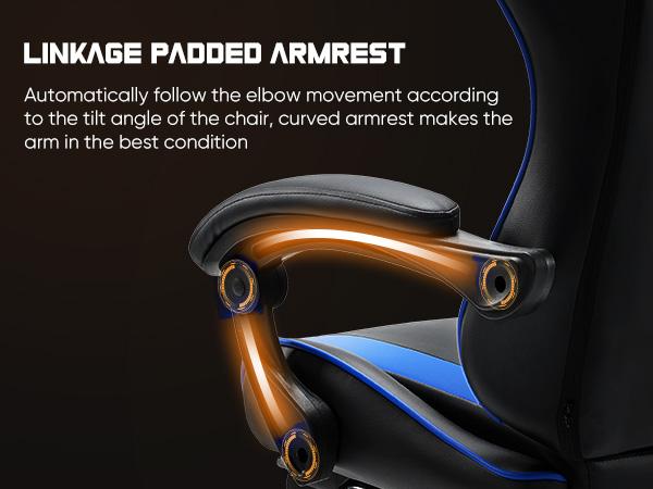 Ergonomic Gaming Computer Chair with Footrest, PU Leather Recliner with Headrest, Fixed Up Armrest, Height Adjustable with 360° Swivel