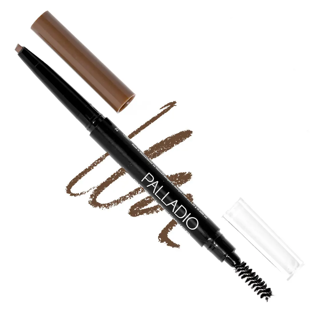 Palladio Retractable Brow Definer Pencil - Triangular Tip Makeup Tool, Spoolie Brush for Taming/Shaping, Buildable Shades, Waterproof, Flawless Natural Look, Includes Brow Gel & Powder, Water Proof