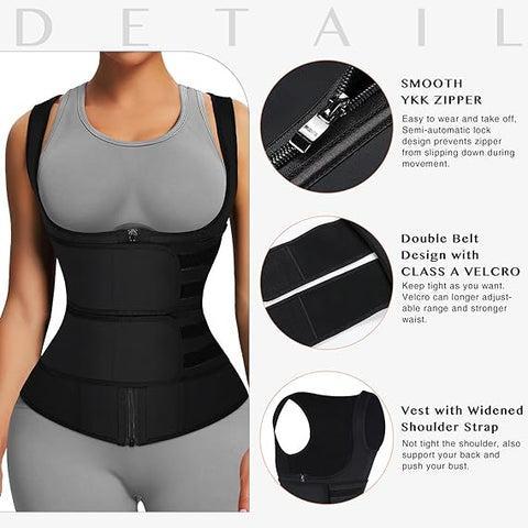 FeelinGirl Plus Size Waist Trainer Vest With 3 Rows of Eye and Hook Compression Cotton Shapewear Womenswear  Comfort Straps matt  waist Spandex Day Waist Trainer Springtok