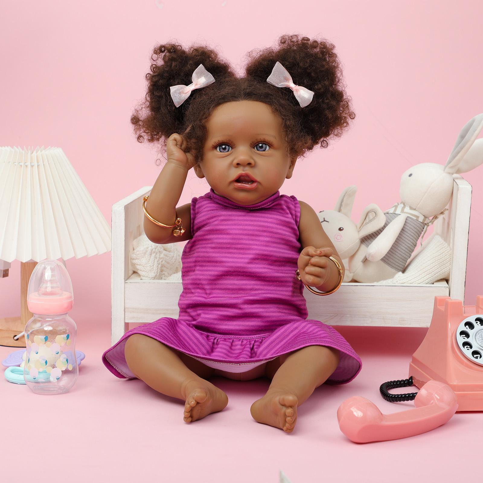 *Realistic Reborn Baby Doll Black - 22 inch African Americans Lifelike Newborn Bebe Doll Girl Caramel Skin Real Life Like Baby Dolls with Birth Certificate & Feeding Kit Gifts for Kids Age 3+ Assorted *Realistic Reborn Baby Doll Black - 22 inch African Americans Lifelike Newborn Bebe Doll Girl Caramel Skin Real Life Like Baby Dolls with Birth Certificate & Feeding Kit Gifts for Kids Age 3+ Assorted