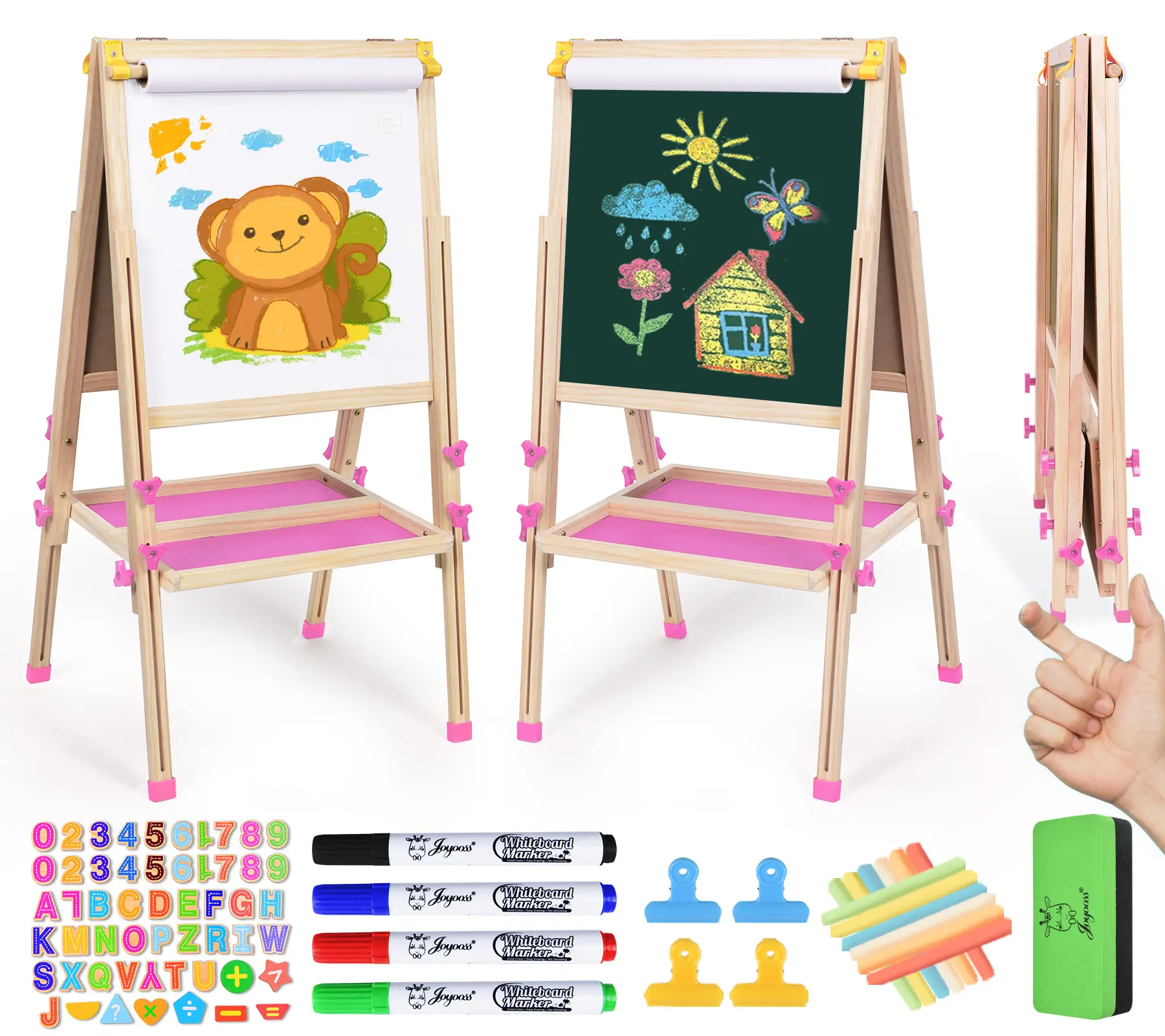 Joyooss Kids Easel Wooden Double-Sided with Paper Roll Joyooss 108 PINK Joyooss Kids Easel Wooden Double-Sided with Paper Roll Joyooss 108 PINK