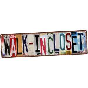 Vintage Aluminium Wall Decor License Plate Sign - 16x4 Inches Walk-In Closet Plaque for Home, Bedroom & Gifting