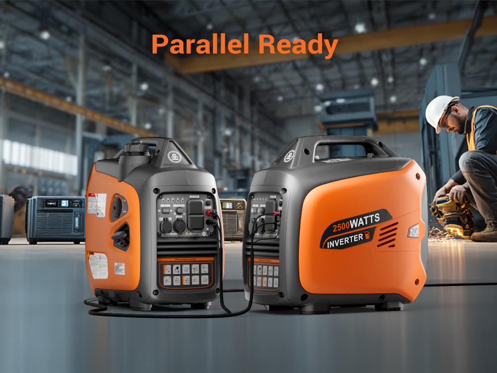 Efurden Portable Inverter Generator 2500W Gas Powered, Long Runtime Gas Generators for Home Use, Camping, Super Quiet Emergency Home Backup, with CO Sensor, EPA Compliant