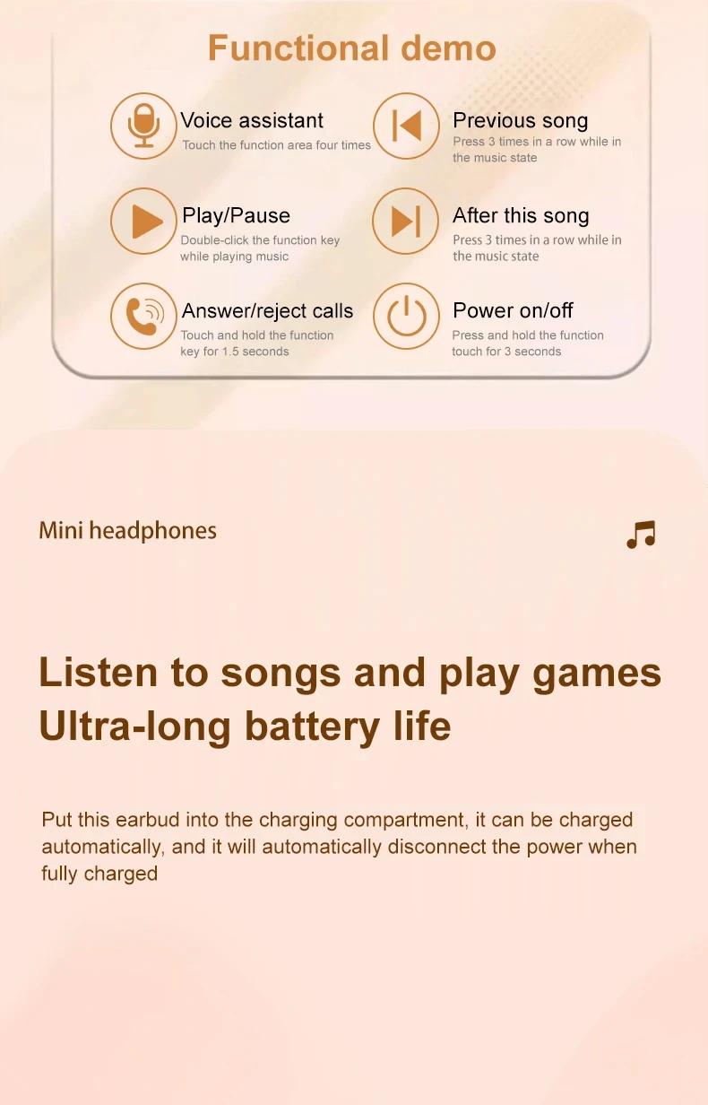 Mini Invisible Headphones Bluetooth 5.4 True Wireless In-Ear Earphones sport Audio Earbud  bluetooth wireless headphones noise cancelling headphones gamingheadset mini audi fono s