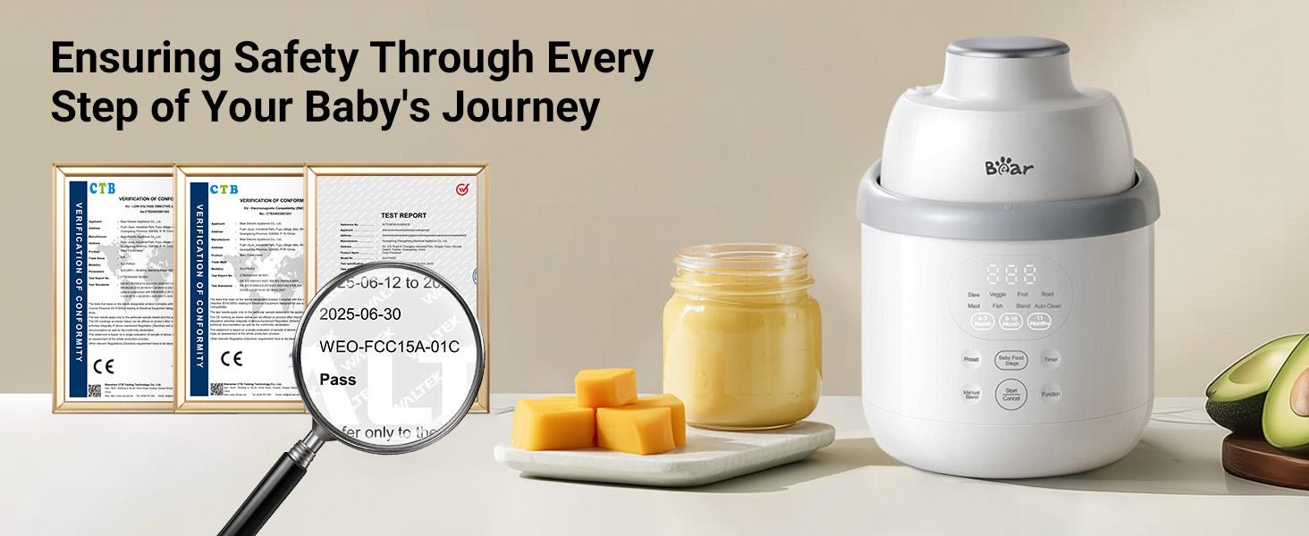 Bear NutriEase AllStage Stainless Steel Baby Food Maker Steamer and Blender, Truly OneStep Baby Food Processor Puree Maker Grinder Mills, Auto Cooking&Grinding for Healthy Homemade Baby Food, BPA-Free
