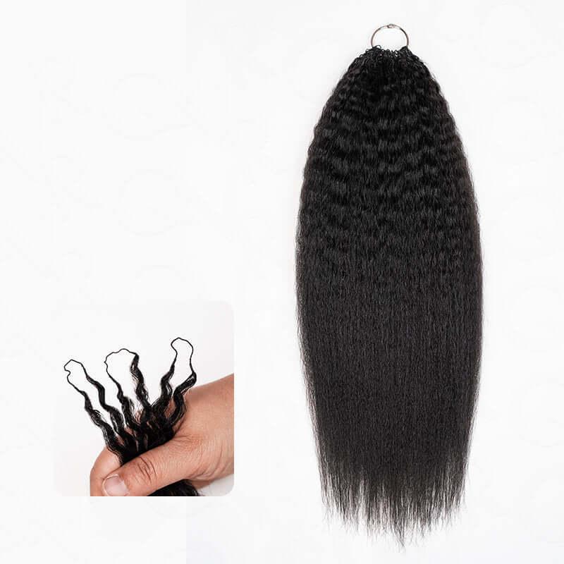 QVR Kinky Straight Crochet Hair Natural Black Machine Made Feather Crochet Human Hair Extension TikTokShopHolidayHaul