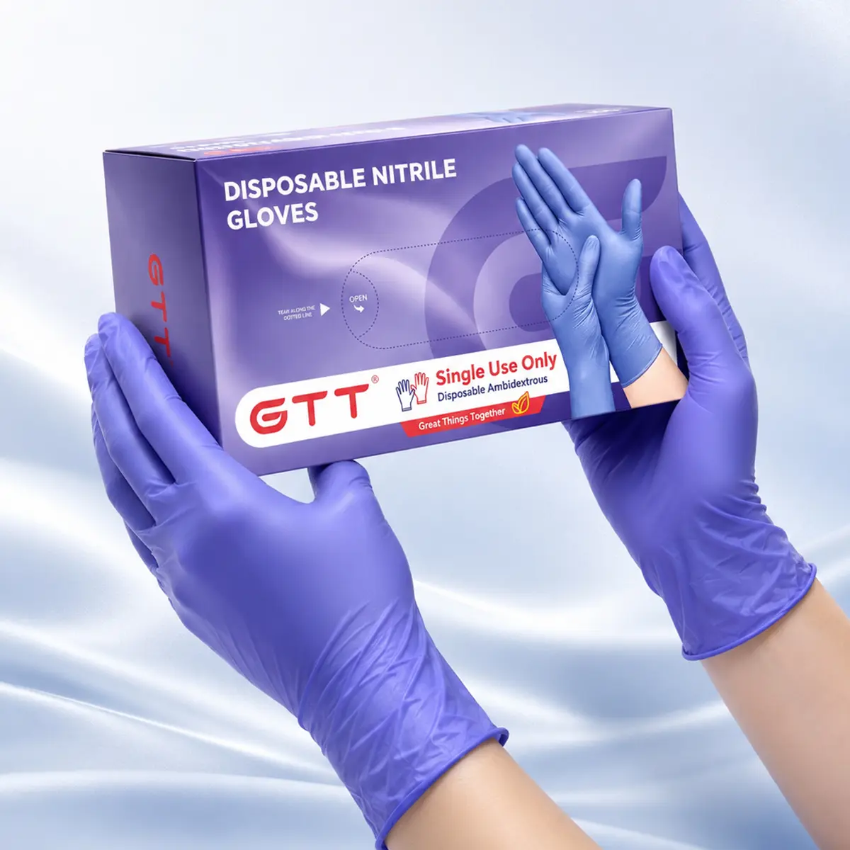 5.5 Mil Heavy Duty Violet Disposable Nitrile Gloves 100/200/400Pcs, Powder Free Latex Free Food Safe, Touchscreen Compatible Non-Slip Textured Gloves for Cooking Cleaning Tattoo Auto Repair