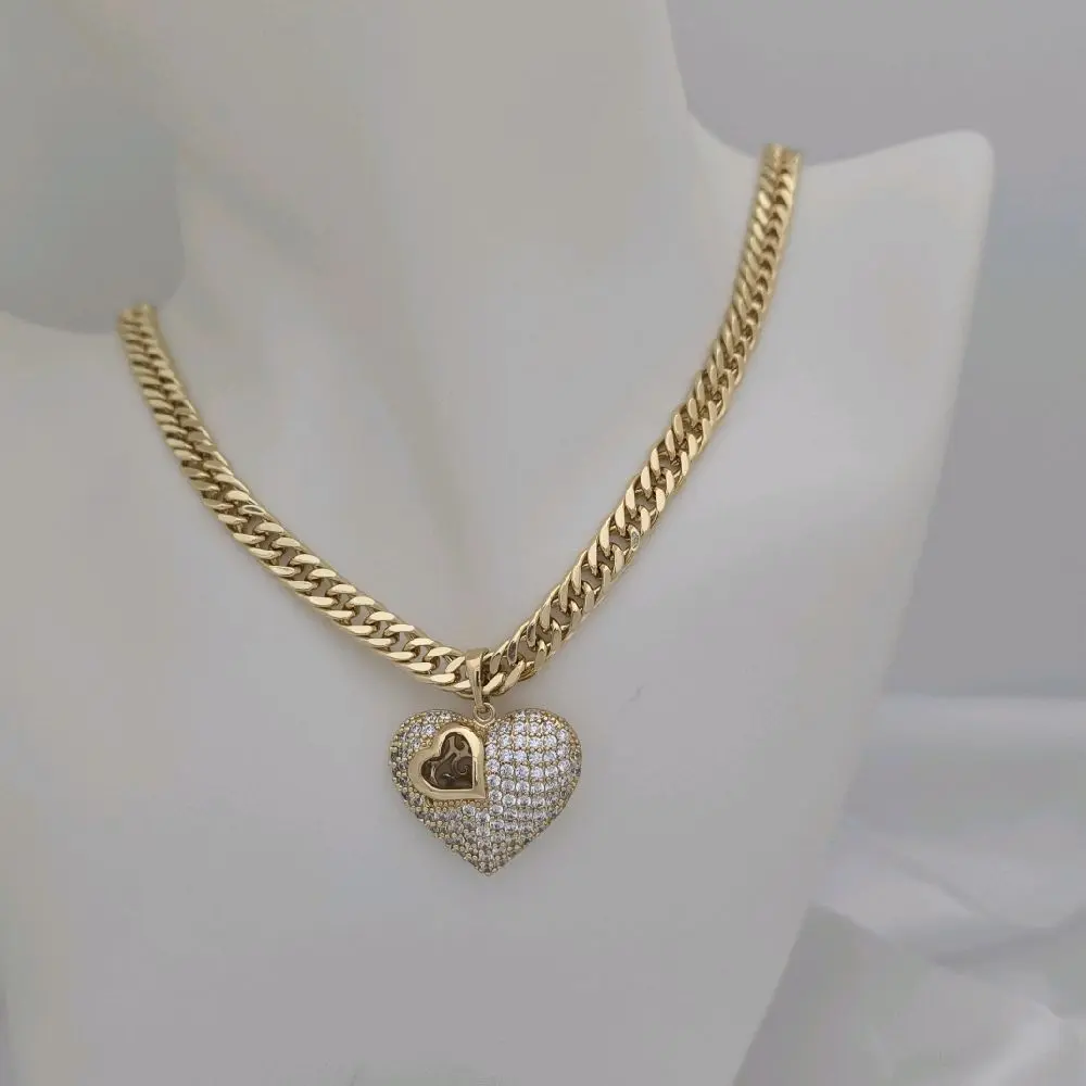cadena 536 y dije corazón 246 gold plated