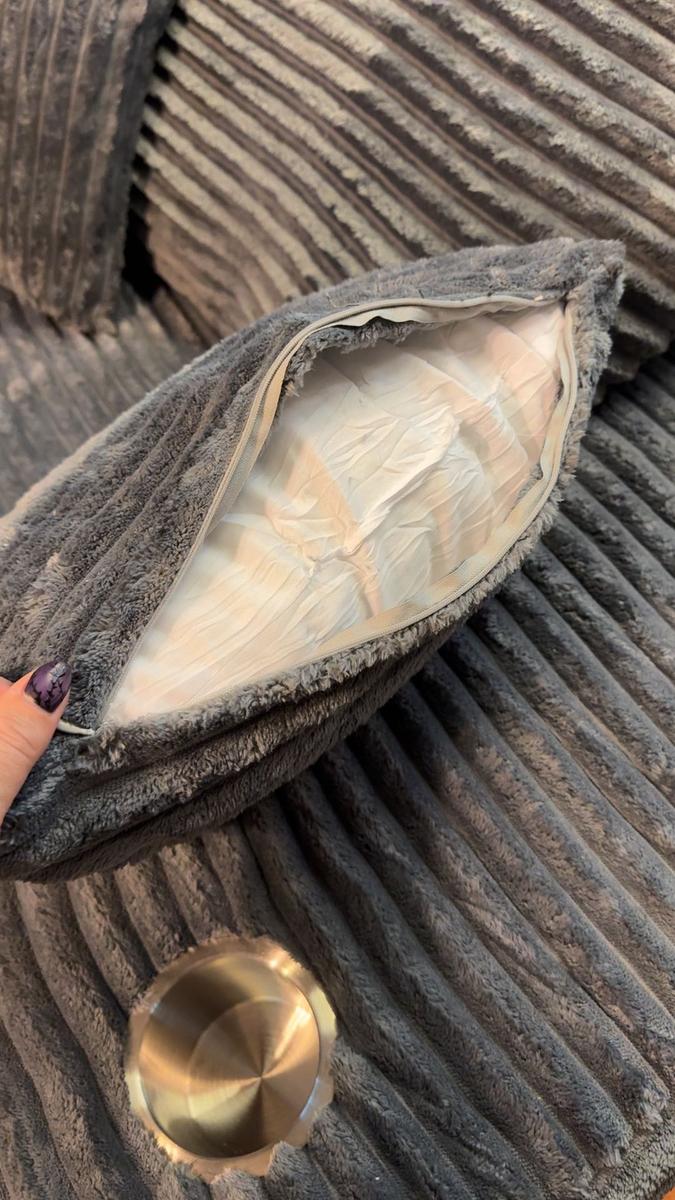 Item: Circular  - Grey Plush Corduroy