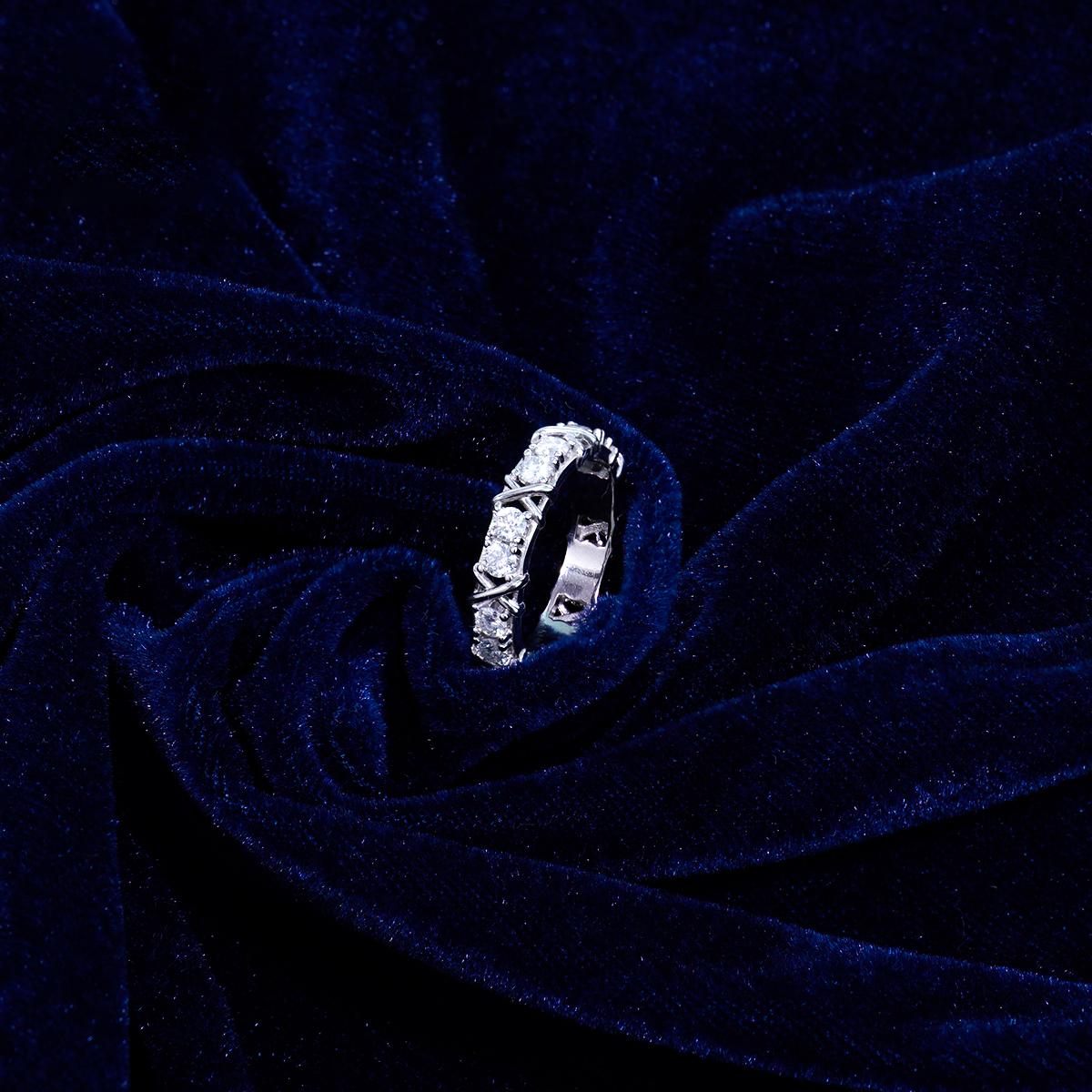 Delazzad 14K Gold-Plated Cross Eternity Ring VVS Synthetic Moissanite Ring Band S925/Copper Christmas Gift For Wedding Anniversary Delazzad 14K Gold-Plated Cross Eternity Ring VVS Synthetic Moissanite Ring Band S925/Copper Christmas Gift For Wedding Anniversary