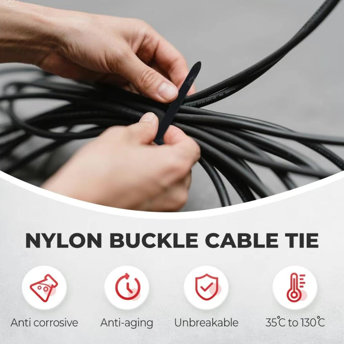 100Pcs Nylon Universal Cable Tie Buckle, HeavyDuty Self-Locking Nylon Zip Ties Holder, Multipurpose Plastic Cable Ties Tool for Car DailyRepair Wire