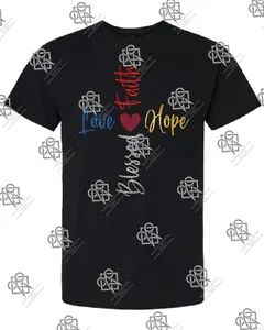 Love Hope Blessed Faith Heart T-shirt Multi Color Design #1009