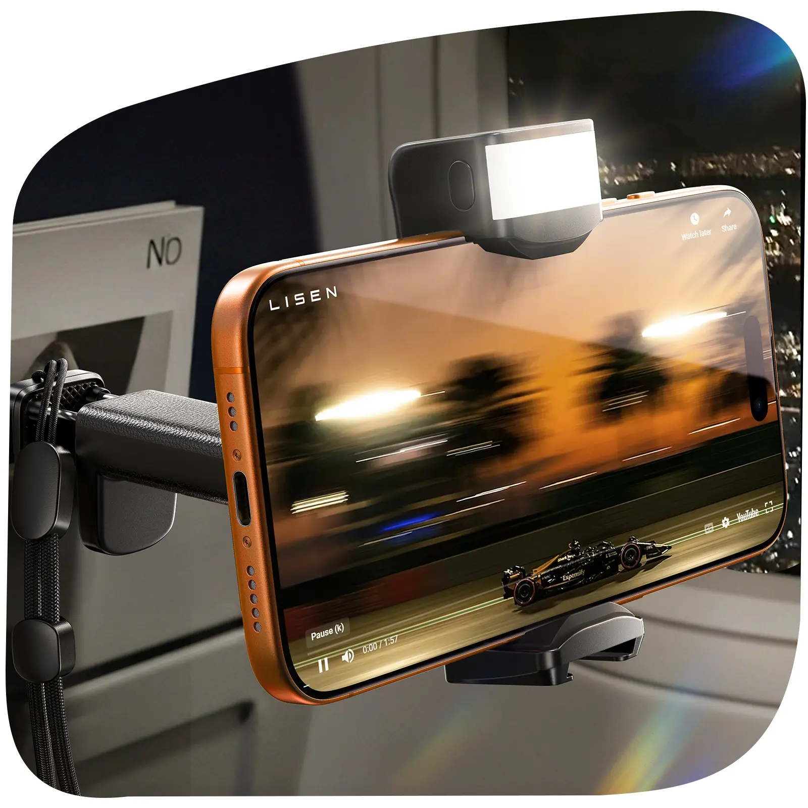 LISEN Foldable Selfie Phone Stand Tavel Stand with Beauty Light, 360° Rotation Axis, Fixed Bracket and Lanyard, Suitable for Desks, Airplanes, Suitcases, Cruise Ships and Outdoor Use #SummerVibes Cellphone Smartphone