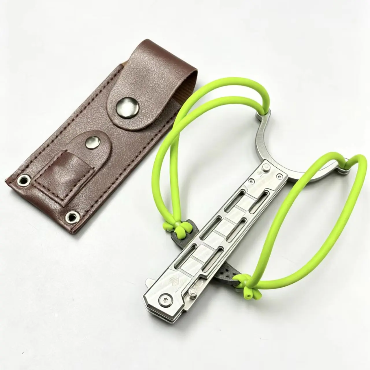 EDC Multi-Tool Combo: Durable white SlingShot & Pocket Folding Cutter for Daily Carry & Survival