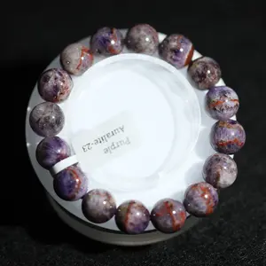 【Purple auralite-23】Purple auralite-23 Bracelet Woman Man Purple Red Round Beads Bracelet