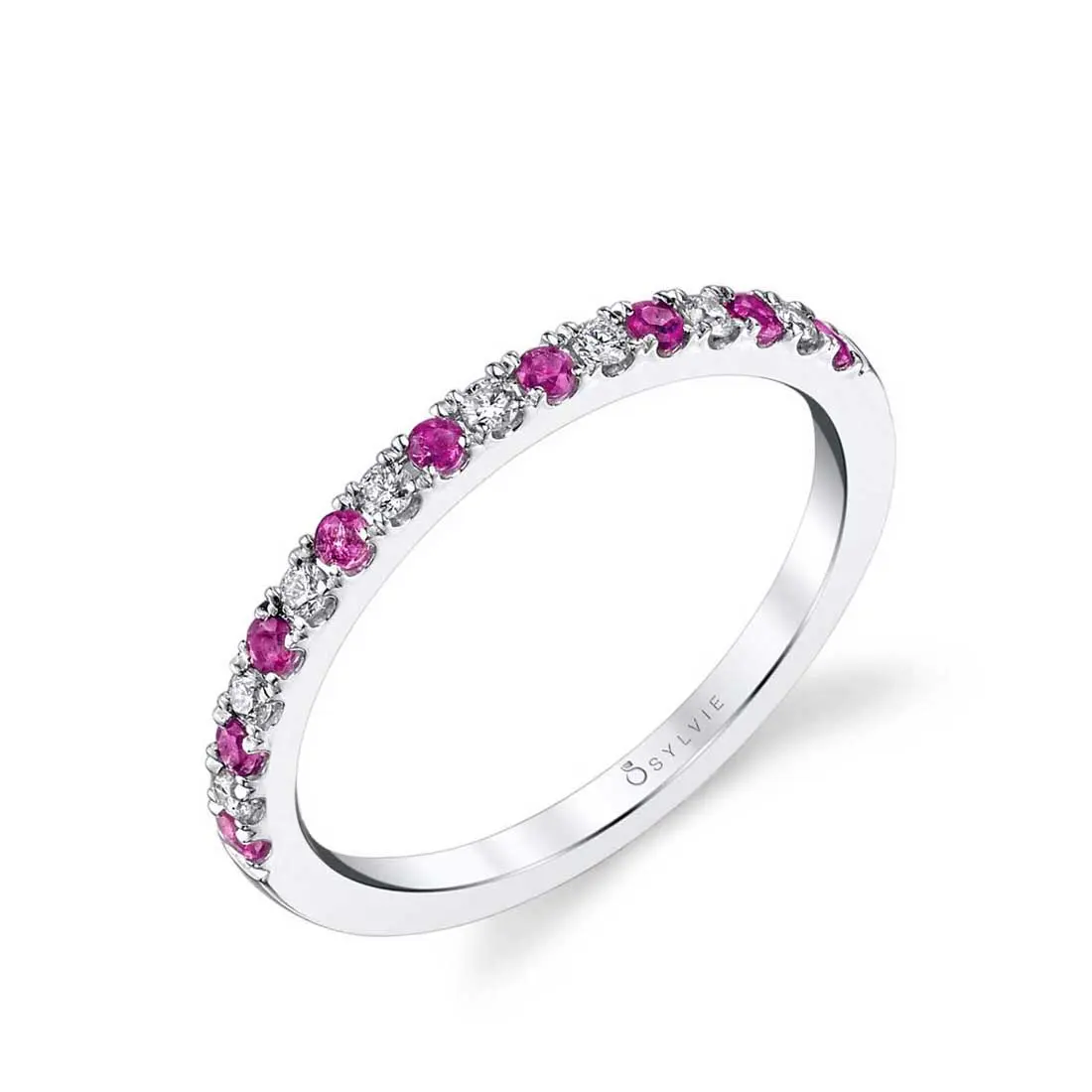 Sylvie Ruby and Diamond Wedding Ring SKU: B4002-28RU/D4W