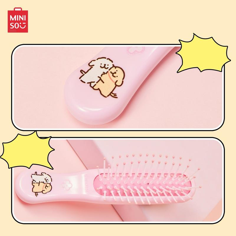 Miniso Maltese Pink Hair Brush  Gentle No-Pull Detangling for Girls Teens & Kids Perfect for Daily Use at Home School Dorm & Travel Adorable Gift
