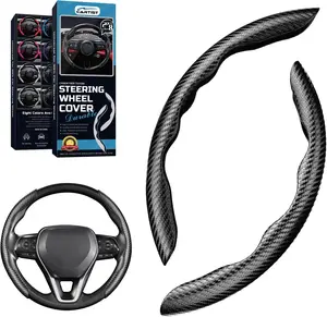Steering Wheel Cover, Carbon Fiber Steering Wheel Cover for Men/Women, Anti-Slip, Comfortable Grip, Durable, Universal for 99% Car Interior Accessories