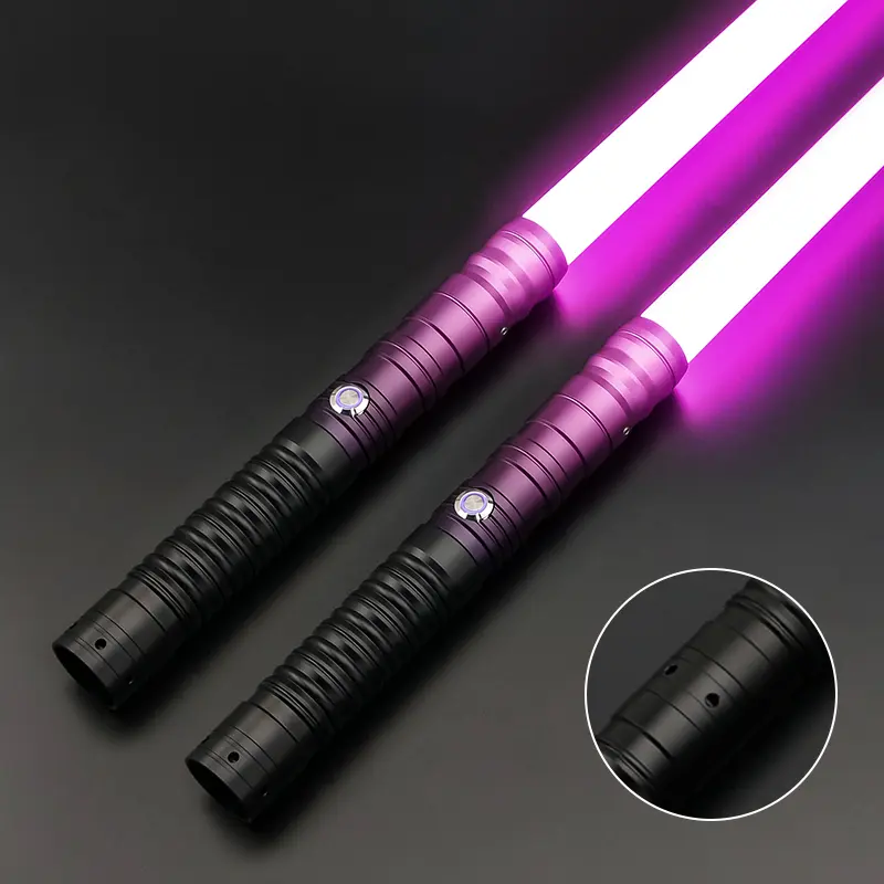 CXSABER A05 Heavy Dueling Metal Hilt Lightsaber - 2-in-1 Connectable Staff Form, Matte Purple Anodized Hilt, 12 RGB BaseLit Blade, Built-in Batteries, Adult Combat Cosplay Gear with RGB Colors