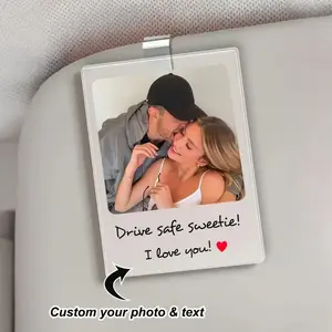 Car Picture Holder for Sun Visor – Magnetic 2.36"x3.5" Car Visor Photo Clip, Horizontal & Vertical Photo Display, Wallet-Size Clear Acrylic Car Picture Frame Perfect for Polaroid Go and Instax Mini