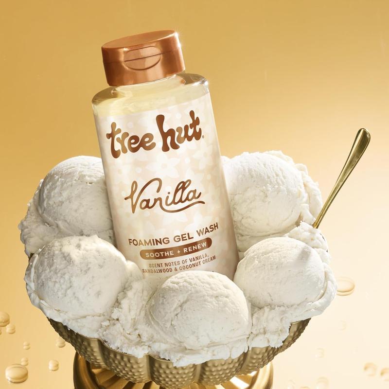 Tree Hut Vanilla Foaming Gel Wash, Moisturizing & Hydrating Body Wash with Shea Butter, Gently Cleanses for Soft, Fresh & Radiant Skin, 18 fl oz