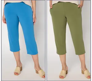 Susan Graver Essentials Regular Liquid Knit Set of 2 Capri Pants