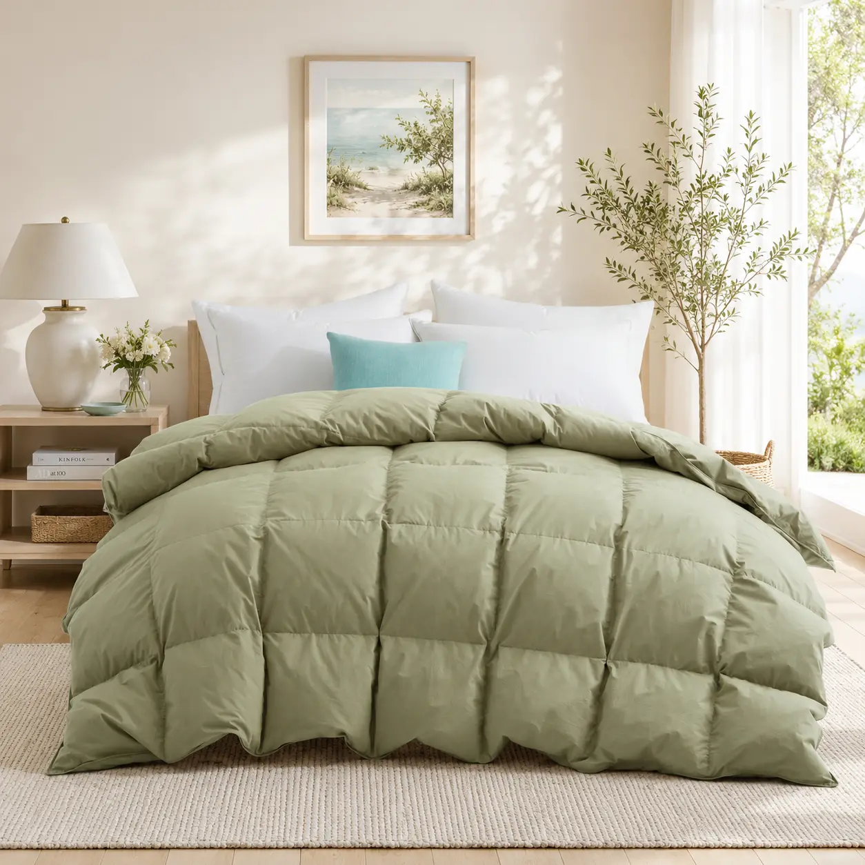 PEACE NEST Luxury Twin All-Season Goose Feather & Down Duvet Insert, 300TC Cotton Shell Hotel Collection, Fluffy and Cozy Bedding with Softness and Breathability, Luxurious Touch, Machine Washable for Restful Sleep