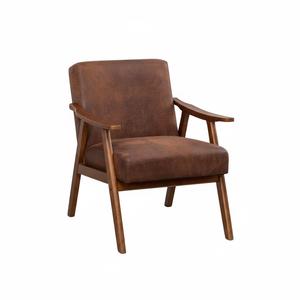 Accent Chair with Microfiber Upholstery and Solid Wood Frame Classic Mid-Century Modern Living Room Furniture for Extra Seating Light Brown