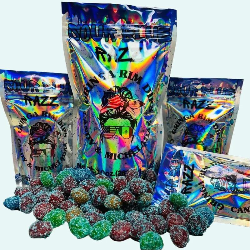 Gringas extreme sour blue razz candy gushies