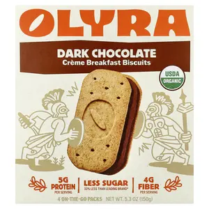 Olyra Creme Breakfast Biscuits, Dark Chocolate, 4 On-The-Go Packs, 5.3 oz (150 g)