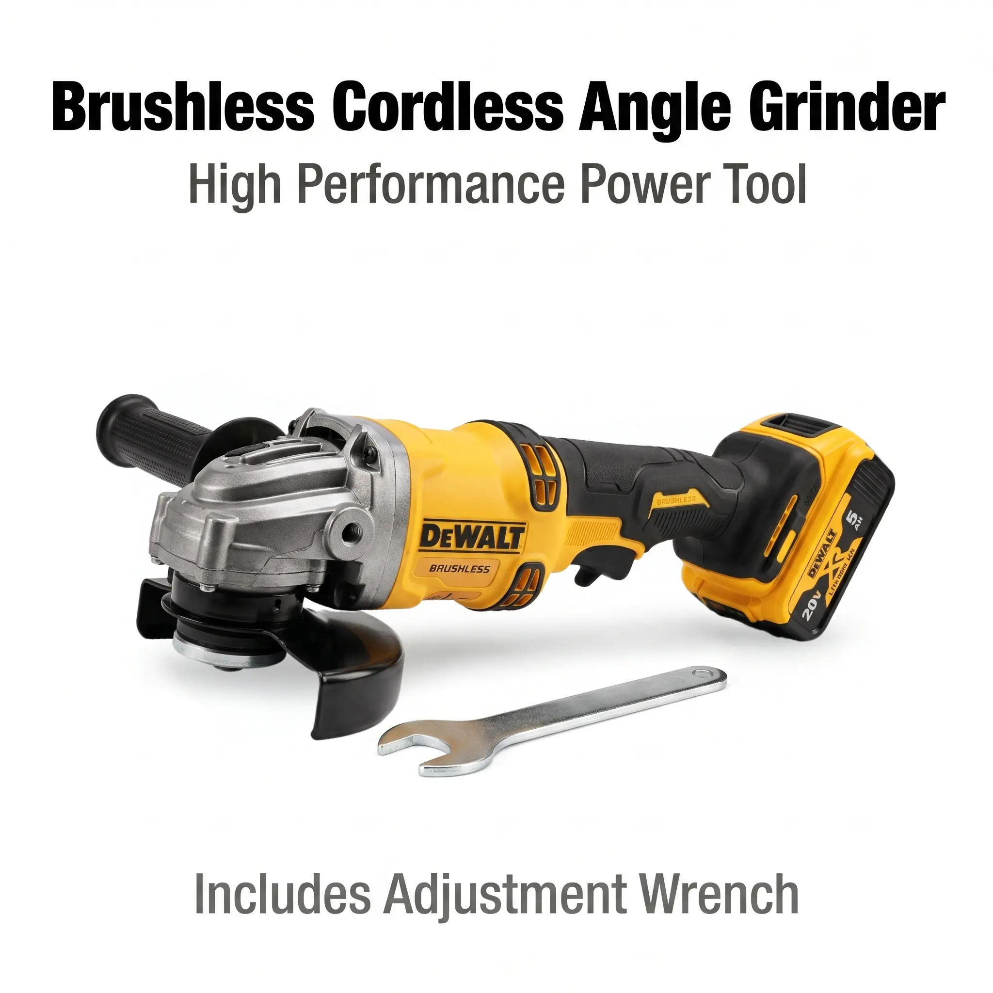 DEWALT DCG414 20V MAX Battery Powered Brushless Industrial Angle Grinder - 8500 RPM No-load Speed, Heavy Duty Tool, Electronic Brake, Anti-rebound Clutch, Anti-lock Protection, 1700W Equivalent, M14 Spindle, Fits 115-150mm Grinding Discs, Grinding Machine
