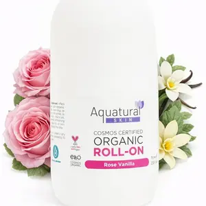 Aquatural Rose Vanilla Scent Organic Deodorant Roll-On for Women & Men, Natural Formula for Sensitive Skin, Long-Lasting Odor Protection, 2.53 Fl Oz, Vegan & Cruelty-Free