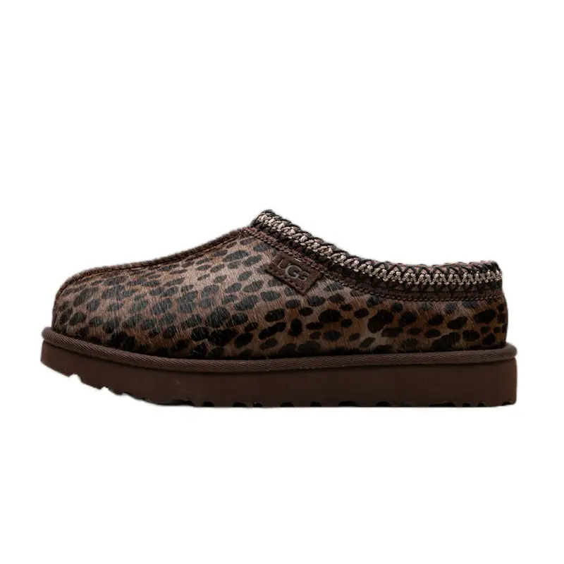 UGG Tasman Caspian Slipper 'Burnt Cedar Cheetah' Women's Perfect Slipper Leopard Print Slip On Cozy Fur for Fall & Winter House Shoes Girl, Rubber, Footwear, Soft, Slippers For Women